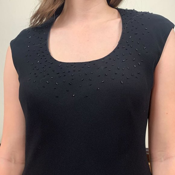 Jones Wear Dress vintage 90s black formal cocktail dress beaded neckline size 10 - Picture 5 of 7